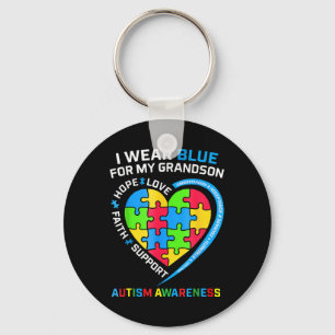 Oma opa ik Draag blauw voor mijn kleinzoon autisme Sleutelhanger