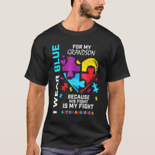Oma opa ik draag blauw voor mijn kleinzoon autisme t-shirt