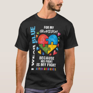 Oma opa ik draag blauw voor mijn kleinzoon autisme t-shirt