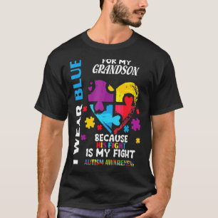 Oma opa ik draag blauw voor mijn kleinzoon autisme t-shirt