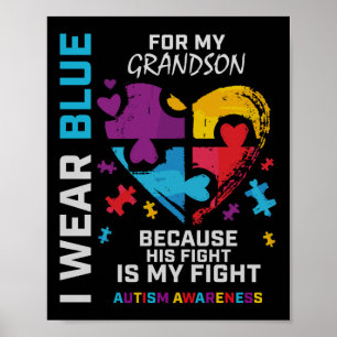 Oma opa ik Draag blauw voor mijn kleinzoon Poster