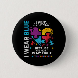 Oma opa ik Draag blauw voor mijn kleinzoon Ronde Button 5,7 Cm