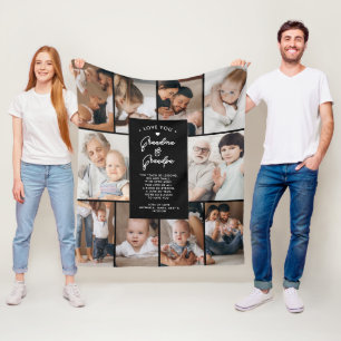 Oma & Opa Love You 10-foto Collage Modern Fleece Deken