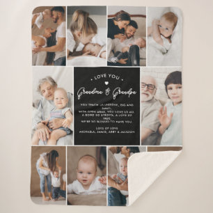 Oma & Opa Love You 10-foto Collage Modern Sherpa Deken