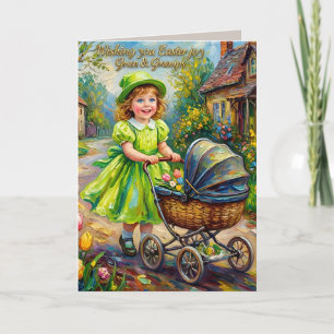 OMA & OPA~ PAAS VINTAGE KUNST ~ Lief kind ~ Feestdagen Kaart