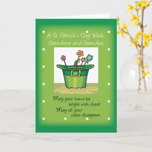 Oma & opa, St. Patrick's Day Pet met Flow Kaart (Gele Bloem)