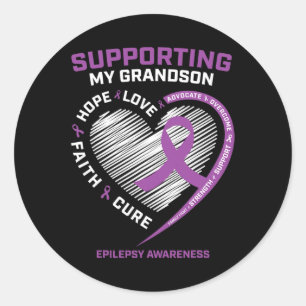 Oma Opa Vrouwen Paarse Mannen Kleinzoon Epilepsie Ronde Sticker