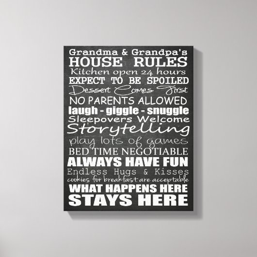 Oma & Opa's Huisregels 11x14 Canvas (Voorkant)