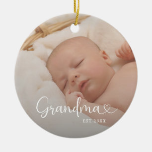 Oma Opgericht 2 Baby Foto Schattig Hart Keramisch Ornament