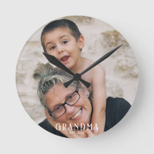 Oma Opgericht Foto Cadeau Ronde Klok