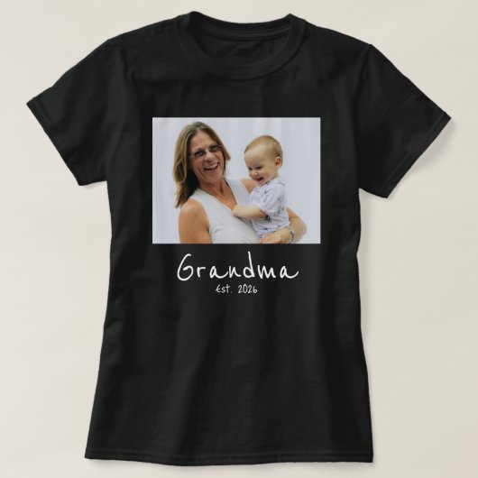 Oma Opgericht Foto witte script T-shirt (Design voorkant)