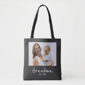 Oma Opgericht Foto witte script Tote Bag (Voorkant)