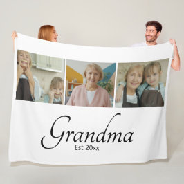 Oma Opgericht Jaar Aangepaste 3 Foto Collage Cadea Fleece Deken