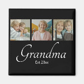 Oma Opgericht Jaar Aangepaste 3 Foto Collage Cadea Magneet (Voorkant)