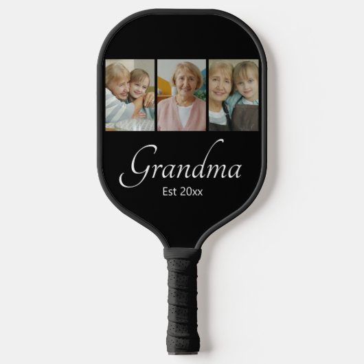 Oma Opgericht Jaar Aangepaste 3 Foto Collage Cadea Pickleball Paddle (Voorkant)