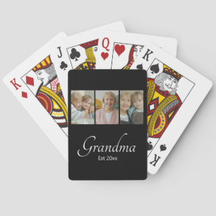 Oma Opgericht Jaar Aangepaste 3 Foto Collage Cadea Pokerkaarten