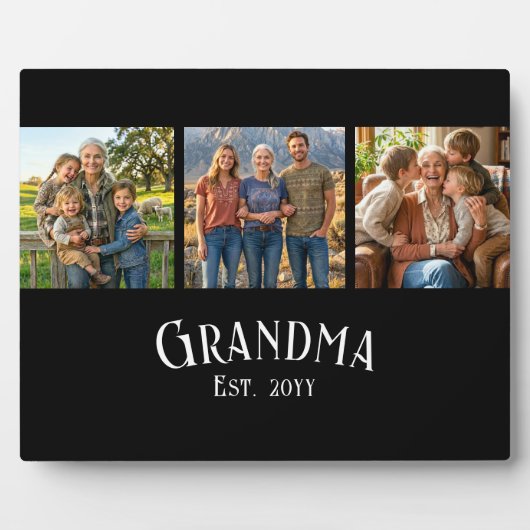 Oma Opgericht Jaar Aangepaste Naam 3 Foto Fotoplaat (Voorkant)