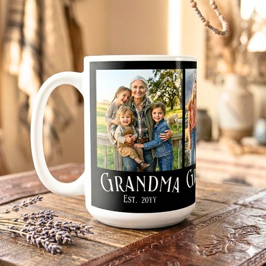 Oma Opgericht Jaar Aangepaste Naam 3 Foto Koffiemok