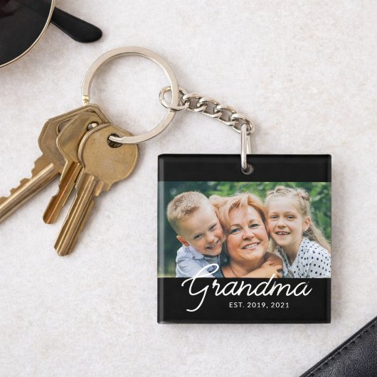 Oma Opgericht Script Foto Cadeau Sleutelhanger