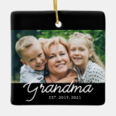 Oma Opgericht Script Foto Keramisch Ornament (Voorkant)