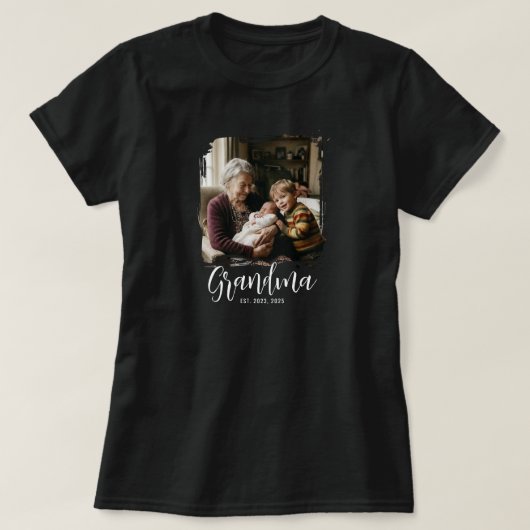 Oma Opgericht Script Foto T-Shirt (Design voorkant)