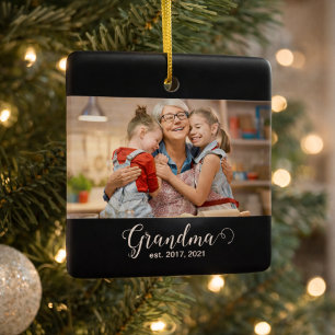 Oma Opgericht Script Geschenk Foto Keramisch Ornament