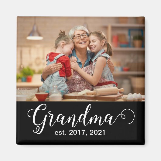 Oma Opgericht Script Geschenk Foto Magneet (Voorkant)