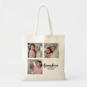 Oma Opgericht Script Zwart 3 Foto Budget Tote Bag (Voorkant)