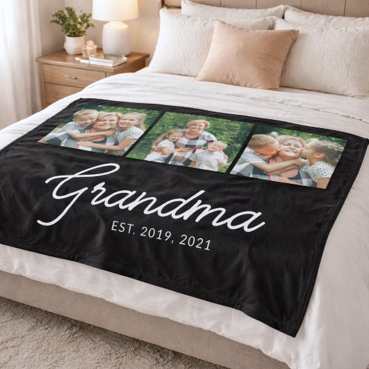 Oma Opgericht Script Zwart 3 Foto Fleece Deken