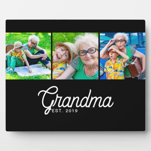 Oma Opgericht Script Zwart 3 Foto Fotoplaat (Voorkant)