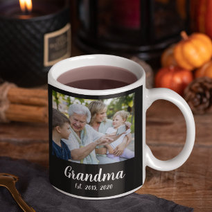 Oma Opgericht Script Zwart 3 Foto Koffiemok