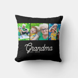Oma Opgericht Script Zwart 3 Foto Kussen