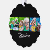 Oma Opgericht Script Zwart 3 Foto Ornament Kaart (Links)