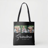 Oma Opgericht Script Zwart 3 Foto Tote Bag (Voorkant)