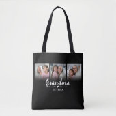 Oma Opgericht Script Zwart 3 Foto Tote Bag (Voorkant)