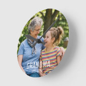 Oma Opgericht Script Zwarte Foto Ronde Klok (Hoek)