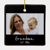 Oma Opgericht Wit script 3 foto Keramisch Ornament (Achterkant)
