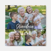 Oma Opgericht Wit script 3 foto Magneet (Voorkant)