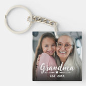 Oma Opgericht Wit Script Foto Sleutelhanger (Voorkant)