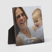 Oma Opgericht witte script 3 foto Fotoplaat (Voorkant)