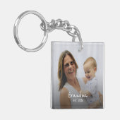 Oma Opgericht witte script 3 foto Sleutelhanger (Voorkant Links)