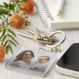 Oma Opgericht witte script 3 foto Sleutelhanger