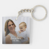 Oma Opgericht witte script 3 foto Sleutelhanger (Achterkant)