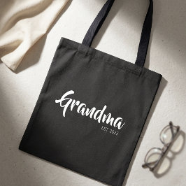 Oma Opgericht Zwart Wit Script Cadeau Tote Bag