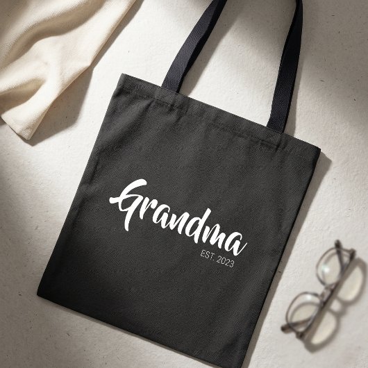 Oma Opgericht Zwart Wit Script Cadeau Tote Bag