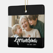 Oma Opgericht Zwart Wit Script Foto Keramisch Ornament (Links)