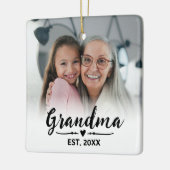 Oma Opgericht Zwart Wit Script Foto Keramisch Ornament (Links)