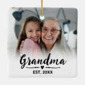 Oma Opgericht Zwart Wit Script Foto Keramisch Ornament (Achterkant)
