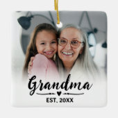 Oma Opgericht Zwart Wit Script Foto Keramisch Ornament (Voorkant)