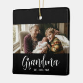 Oma Opgericht Zwart Wit Script Foto Keramisch Ornament (Links)